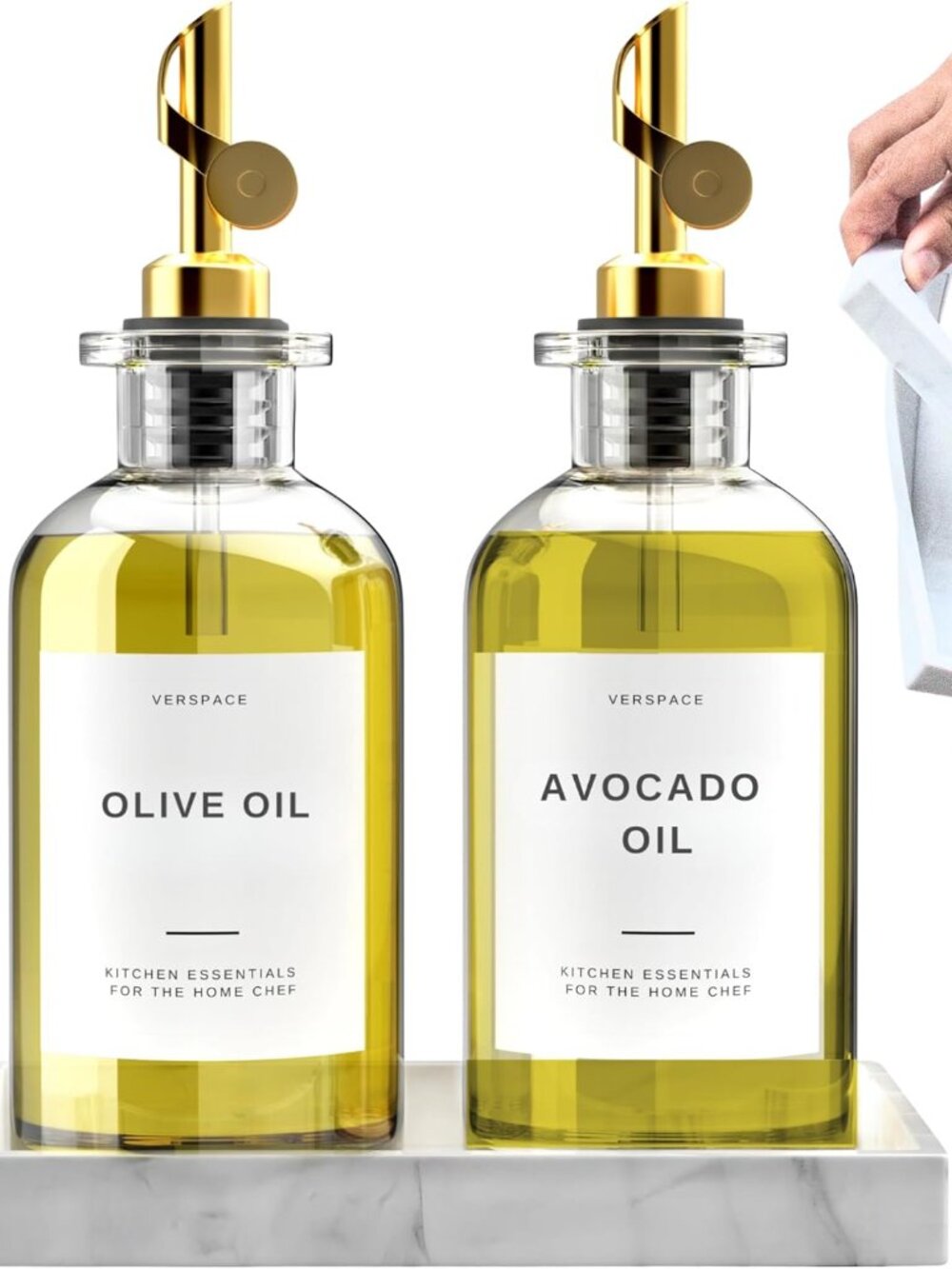 Verspace Clear Glass Olive Oil Dispenser Bottles — Set of 2 (NWT)